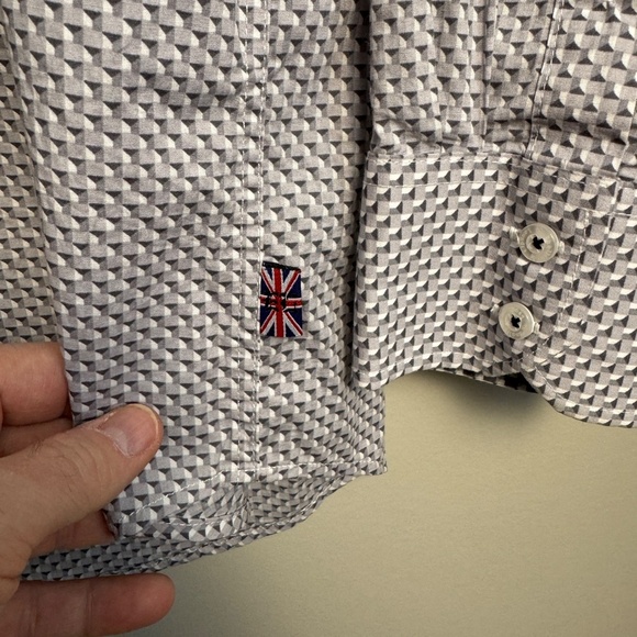 English Laundry Long Sleeve Button Up‎ Casual Dress Shirt 3-D Geometric Gray 16 - Picture 4 of 16
